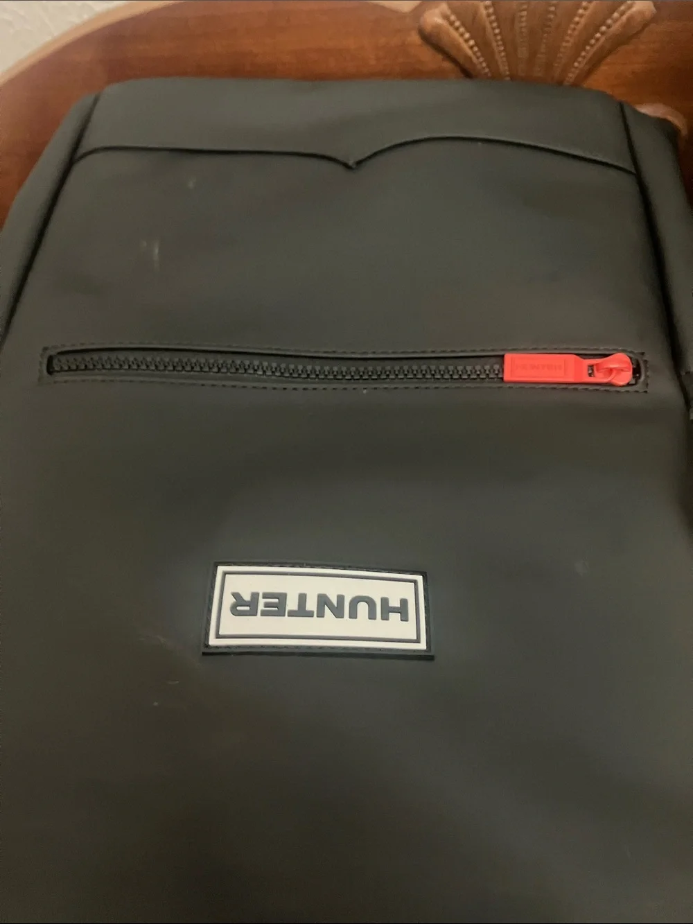 Hunter Black Backpack with Red Zip Pull-Clip Top Style